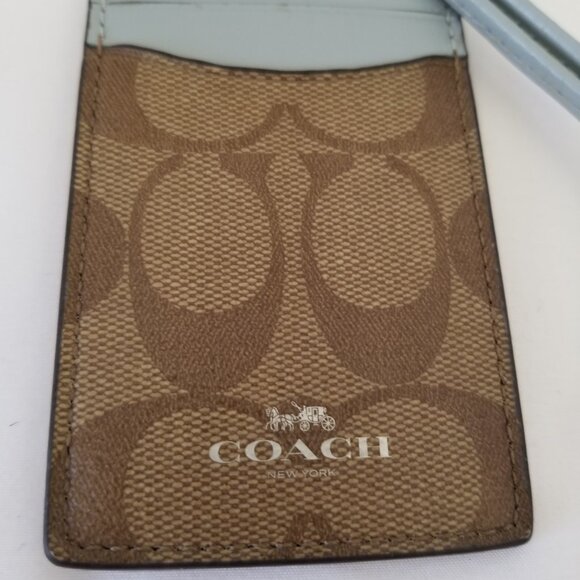 Authentic Coach Signature Blue/Tan Lanyard - Picture 2 of 6